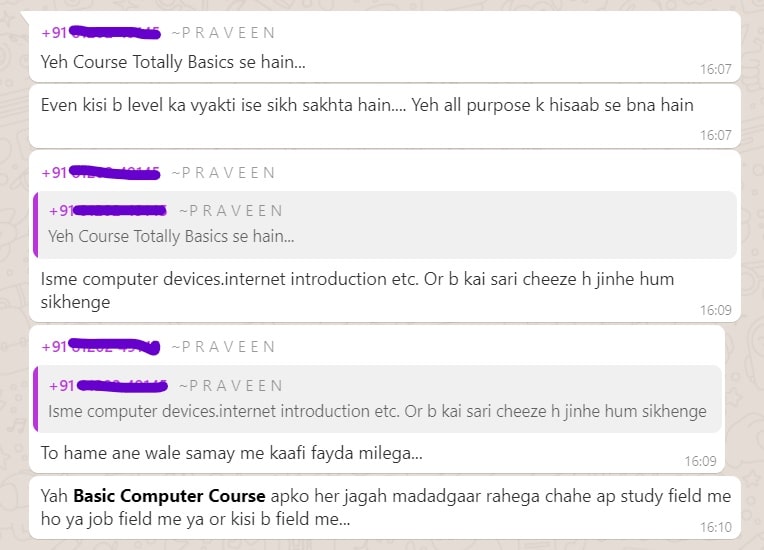Praveen Reviewing Basic Computer Course