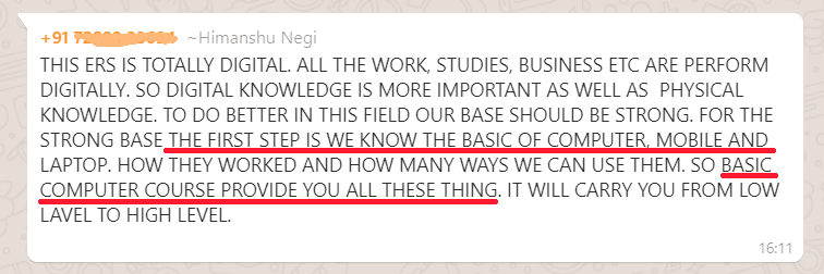 Himanshu about Basic Computer Course